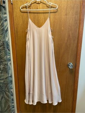 silence + noise Blush Slip Midi Dress with Side Ties